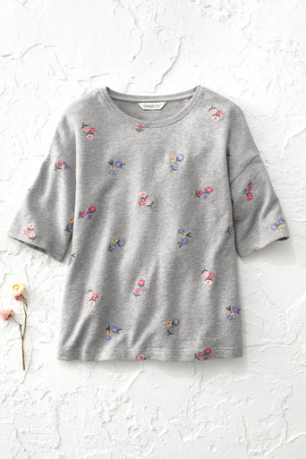 Tossed Flowers Short-Sleeve Sweatshirt